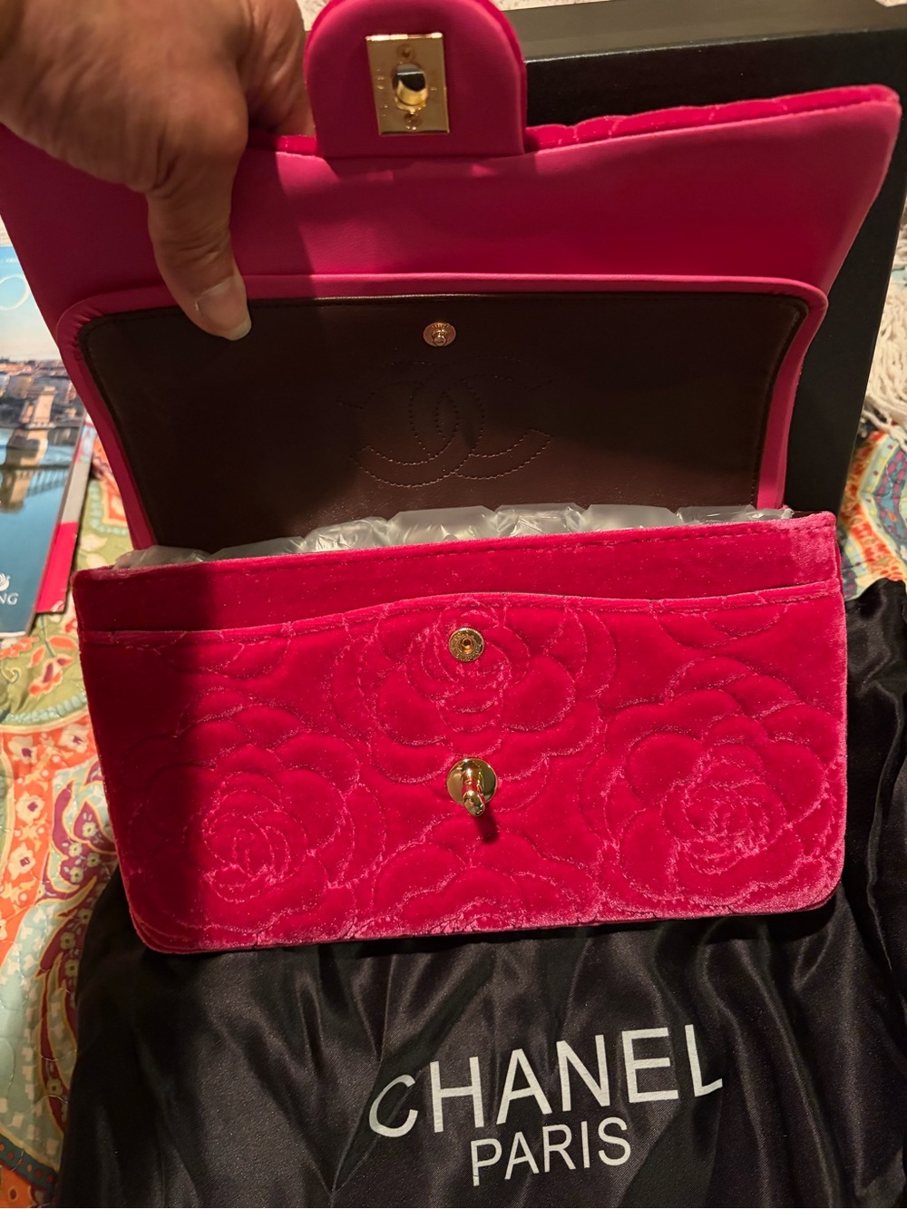 Fuchsia more of the pink side Velvet Quilted Camillas Shoulder Bag - Picture 9 of 12